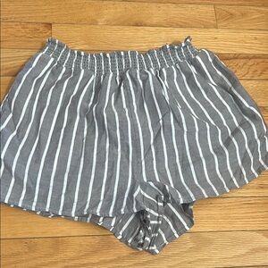 Forever 21 Gray and White Striped High Waist Shorts
